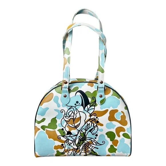 Rare Vintage Von Dutch 90's Handbag Camo Camouflage Cow Print Bowling Bag/Tote - Picture 3 of 9